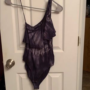 One shoulder, tye dye bodysuit